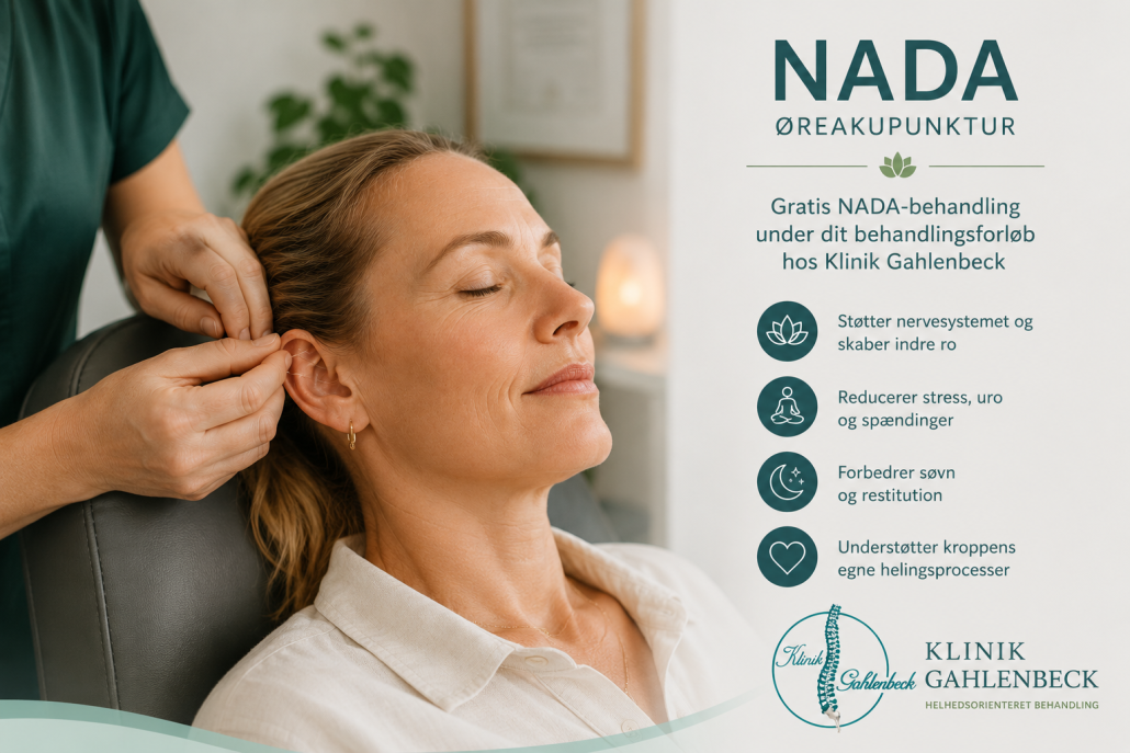 Hjælp ved AMD 3 Gratis NADA-behandling under behandlingsforløbet Som noget særligt tilbyder Klinik Gahlenbeck gratis NADA-behandling til patienter, der er i et aktivt behandlingsforløb.